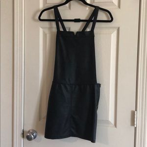 RVCA black pleather skirt overalls